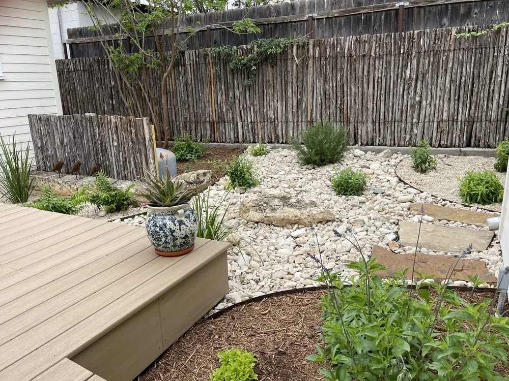 Custom garden landscaping for outdoor upgrades in Fredericksburg, TX by Grasshopper Home, Lawn & Hauling