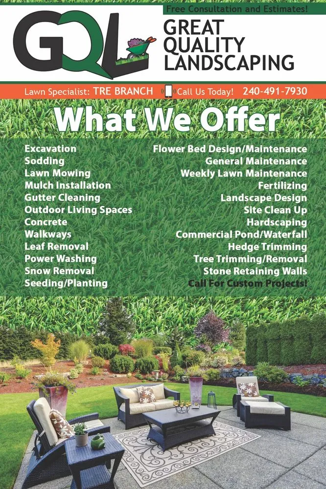 Trusted lawn mowing service for year-round maintenance in Bowie, MD by Great Quality Landscaping