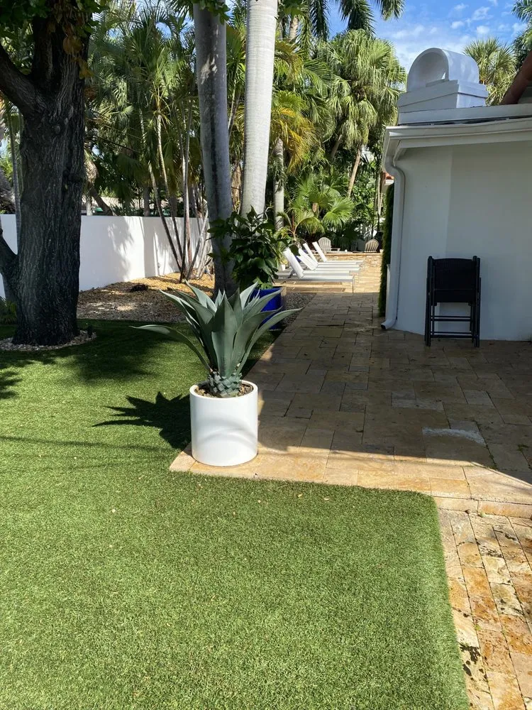 Affordable landscape installation with custom design in Miami Shores, FL by Green Cutz Landscaping