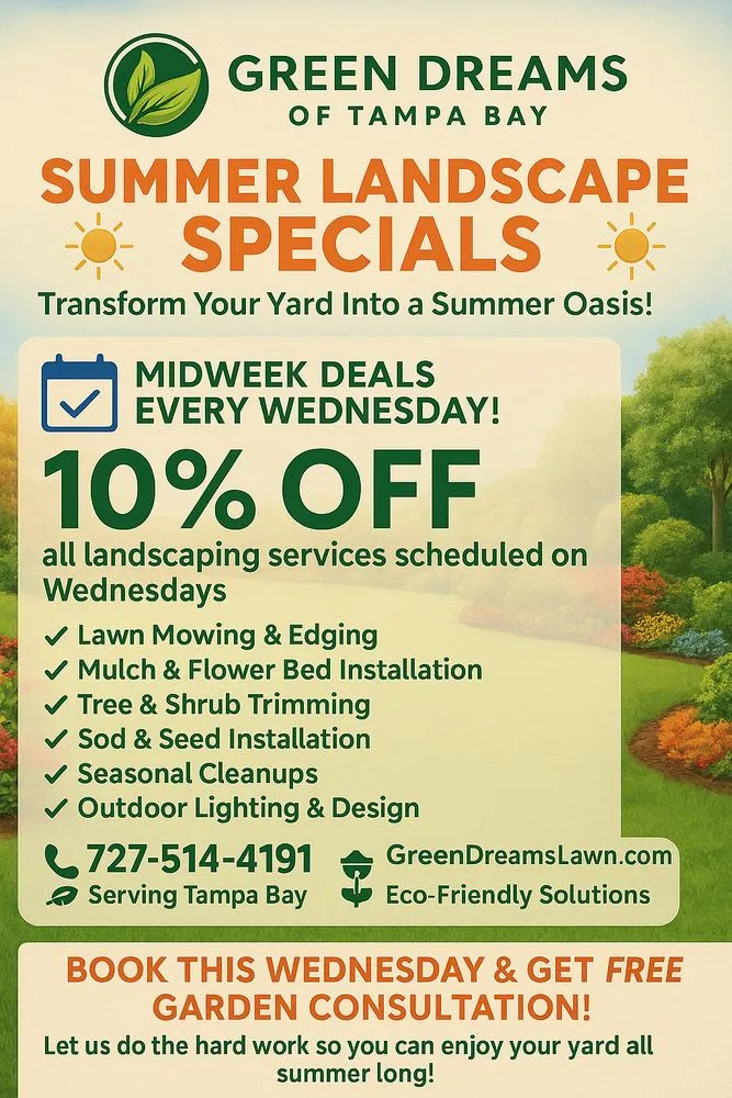 Local garden landscaping for year-round maintenance in Port Richey, FL by Green Dreams of Tampa Bay