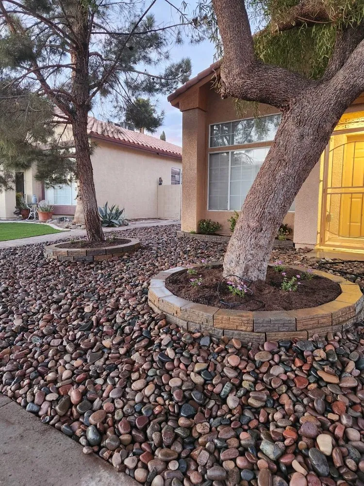 Professional yard cleanup service with custom design in Las Vegas, NV by Green Drop Lawn Service