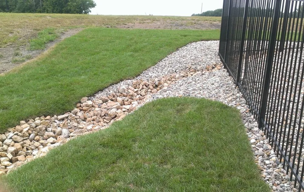 Custom outdoor landscaping in Claycomo, MO - Green Grass Lawn & Sprinklers