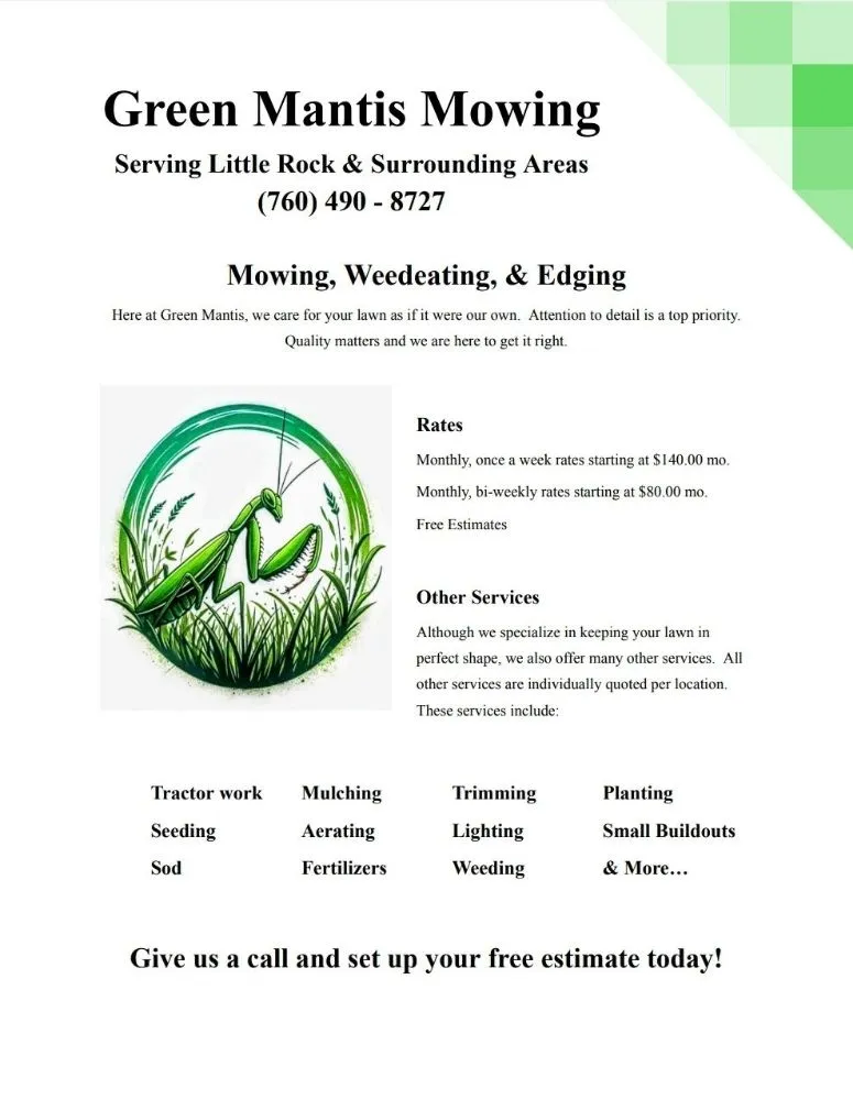 Local landscaping services experts serving North Little Rock, AR - Green Mantis Mowing