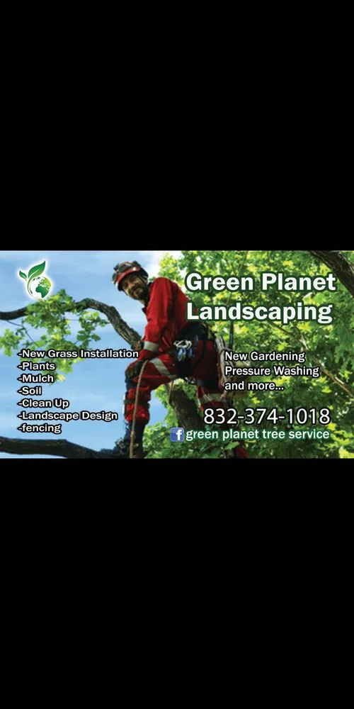 Custom landscape installation in League City, TX by Green Planet Tree Service