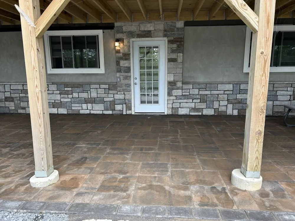 Custom landscape installation with custom design in Andover, NJ by Grey Rock Hardscapes