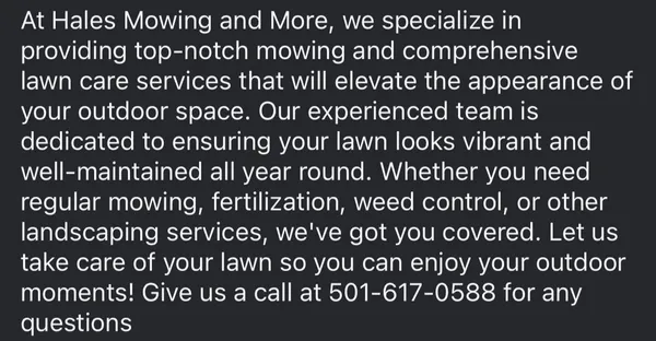 Hales Mowing and More Logo