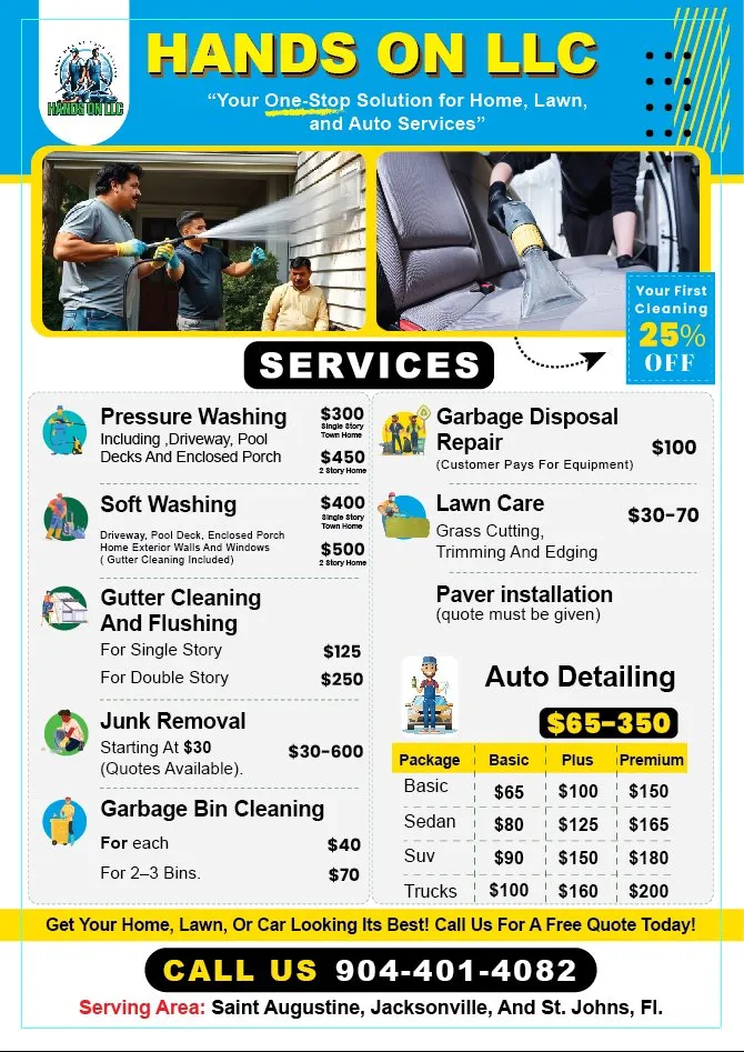 Professional lawn care service near you across Jacksonville, FL - Hands On