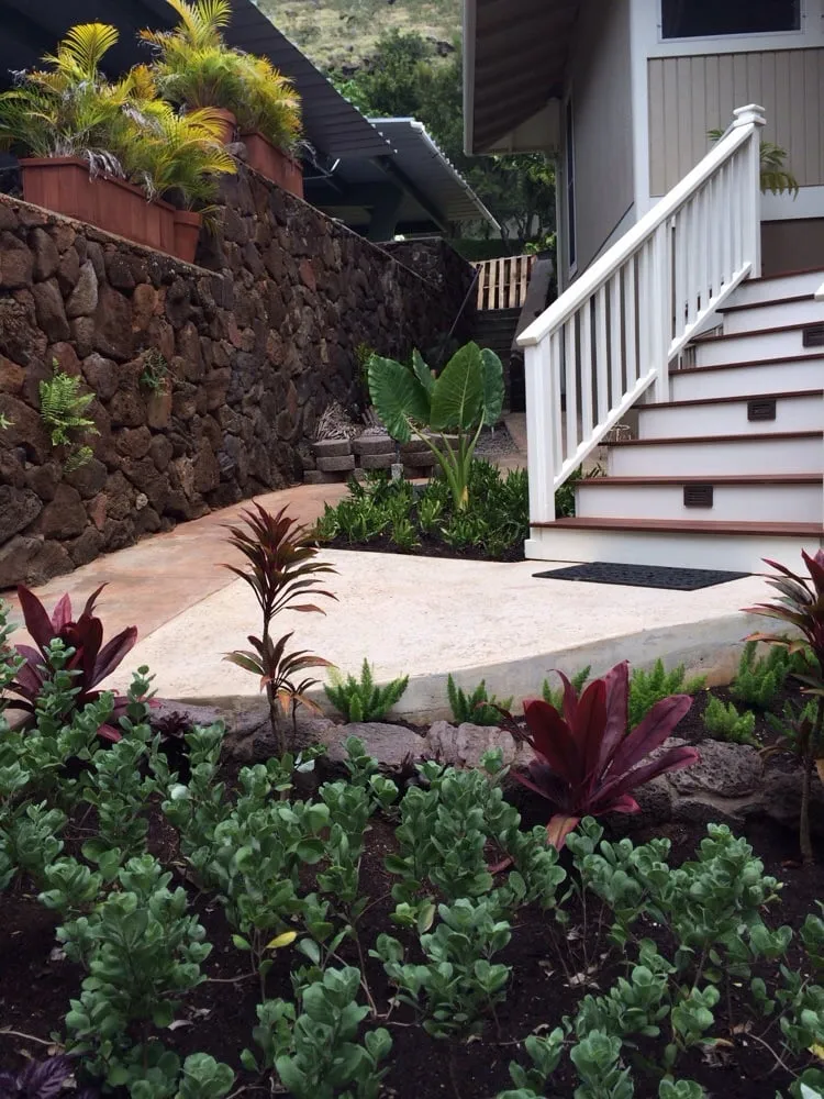 Professional landscape installation with custom design in Honolulu, HI by Hapa Landscaping