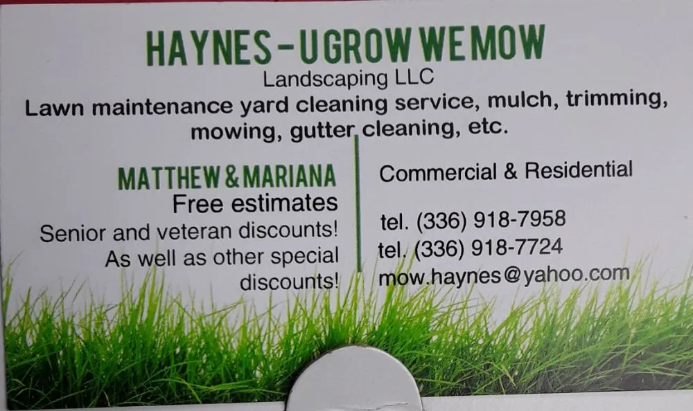 Affordable yard maintenance in Mount Airy, NC by Haynes U Grow We Mow Landscaping Services