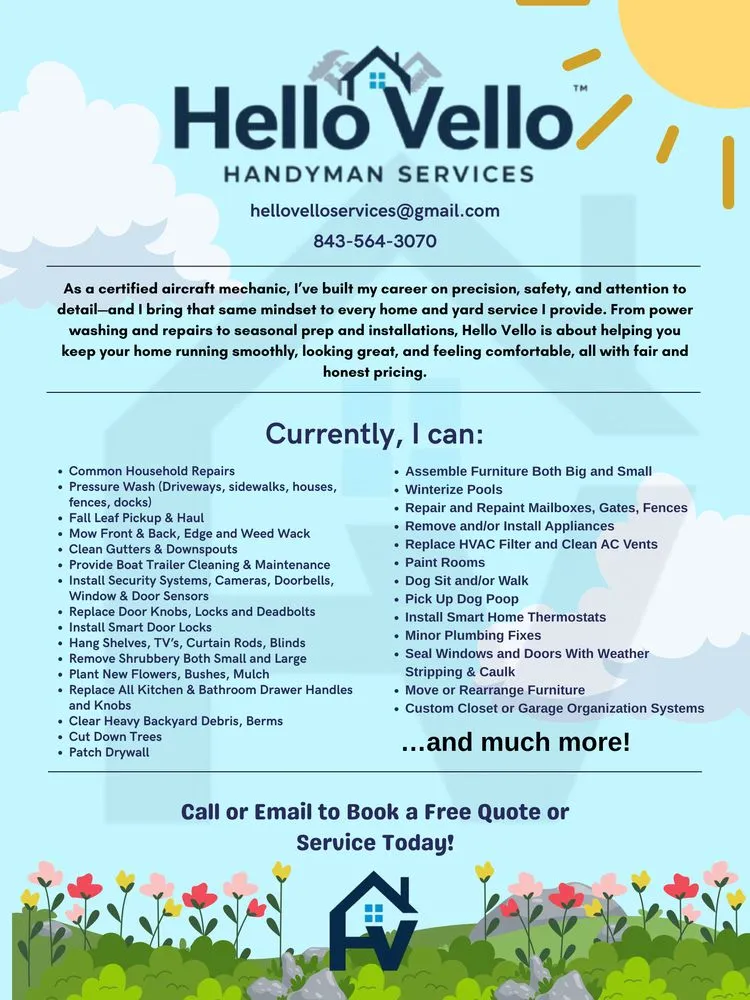 Local lawn care service in Myrtle Beach, SC - Hello Vello Handyman Services