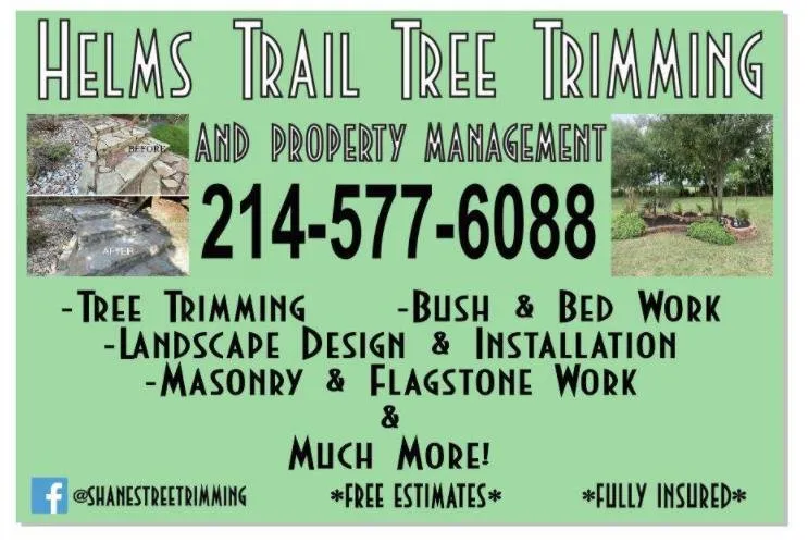 Expert outdoor landscaping with custom design in Forney, TX by Helms Trail Tree Trimming and Property Management