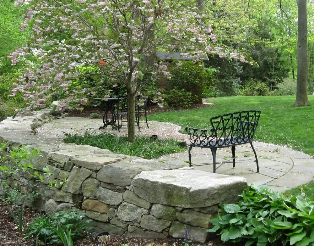 Professional landscape installation in Epsom, NH by Heritage Stoneworks