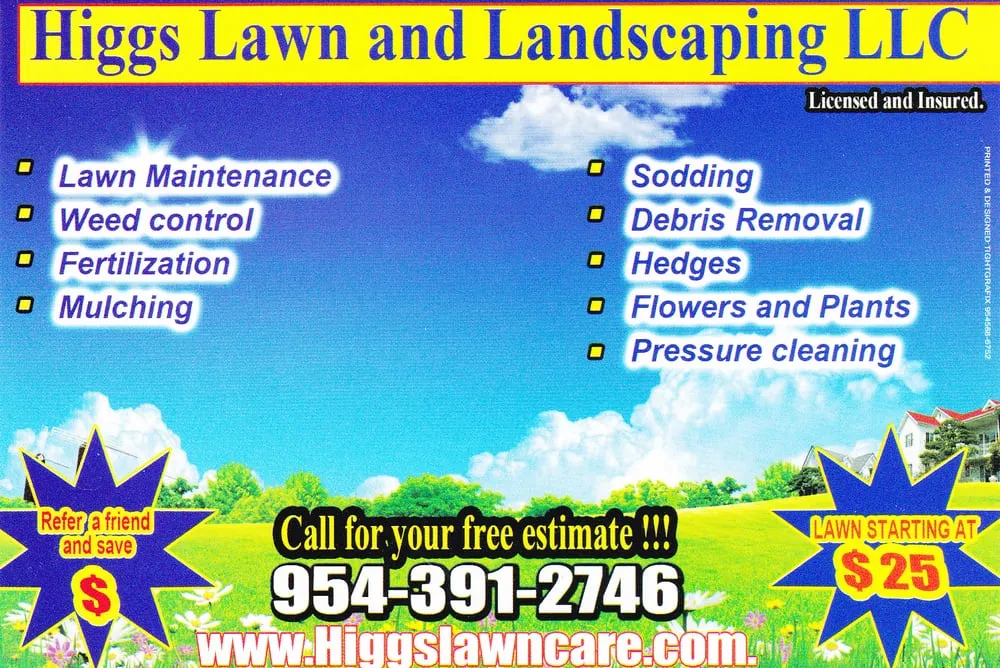 Custom lawn care service for outdoor upgrades across Pembroke Pines, FL - Higgs Lawn and Landscaping LLC