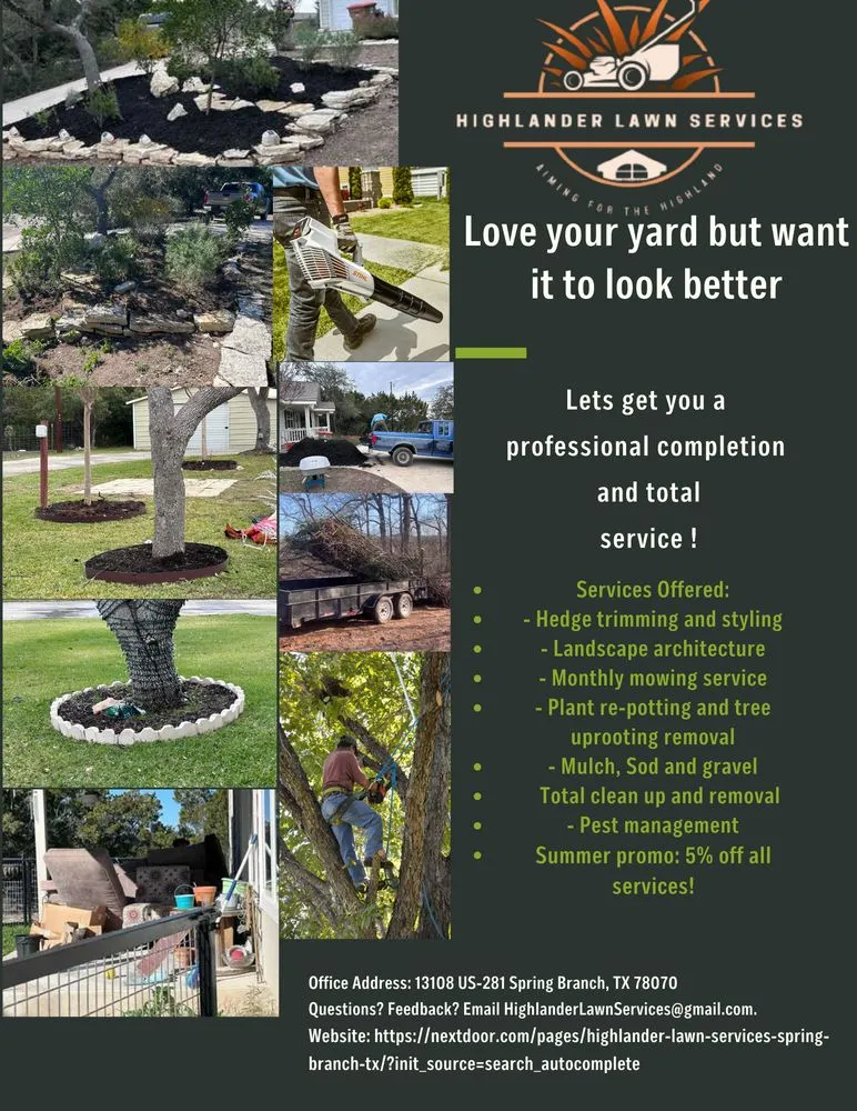 Local landscaping services in Spring Branch, TX by Highlander Lawns & Landscaping
