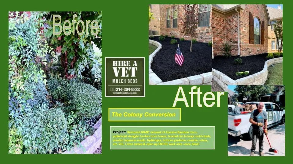 Custom landscaping services experts serving McKinney, TX - Hire-a-Vet Mulch Beds & Junk Removal