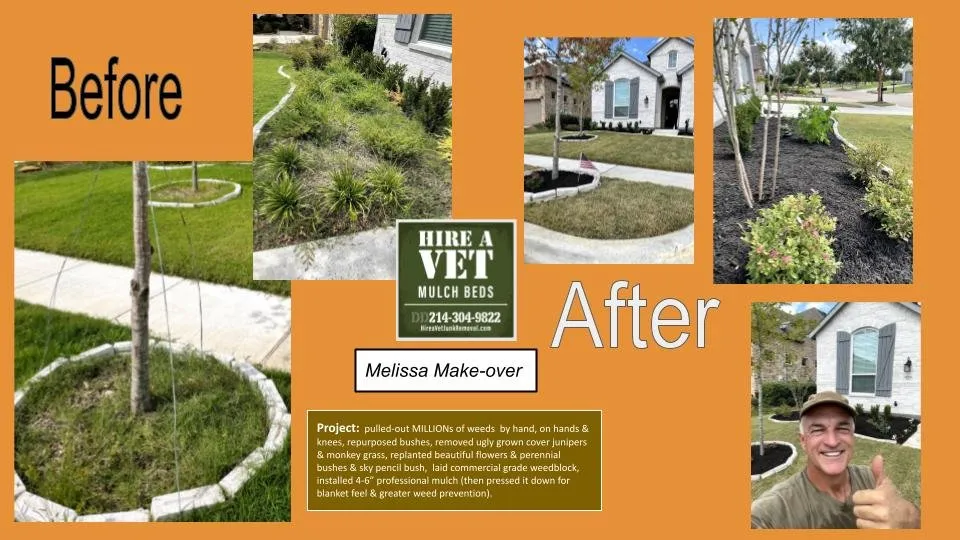 Local residential landscaping for residential properties in McKinney, TX by Hire-a-Vet Mulch Beds & Junk Removal