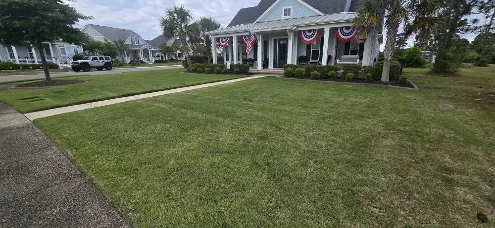 Expert garden landscaping for residential properties in Leland, NC by Hurricane Lawn Care