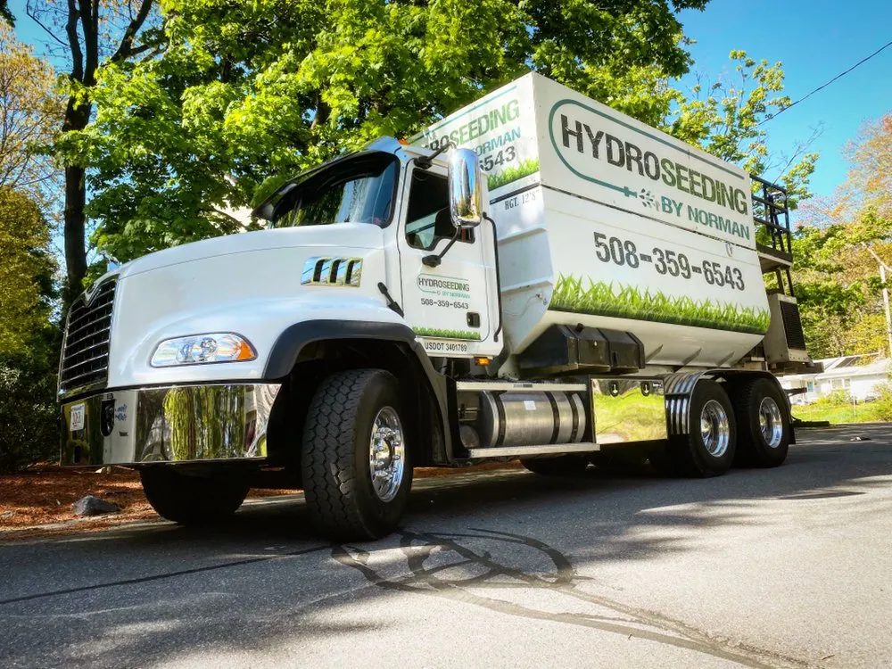 Professional garden landscaping with custom design in Medfield, MA by Hydroseeding By Norman