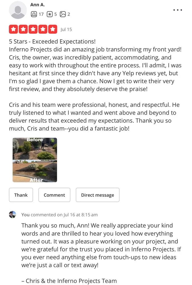 Reliable yard cleanup service for year-round maintenance across Las Vegas, NV - Inferno Projects