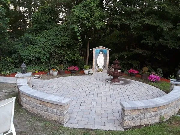 Custom landscape installation in Cranston, RI by J and G Masonry