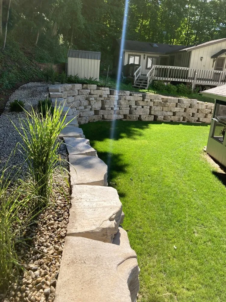 Custom residential landscaping with custom design in Harvard, IL by J. Sanchez Landscaping