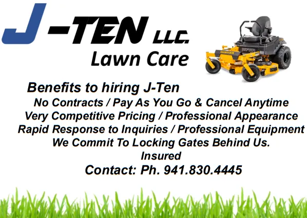 Local lawn care service for residential properties in Port Charlotte, FL by J-Ten