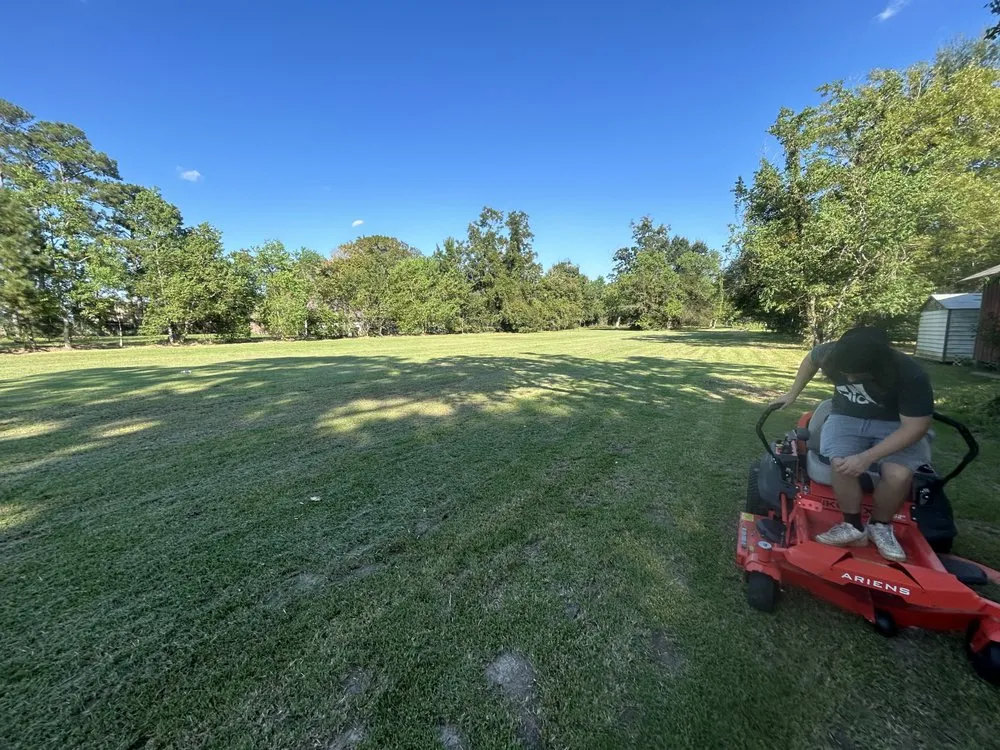 Custom landscape installation for homes in Groves, TX by J&A Lawncare