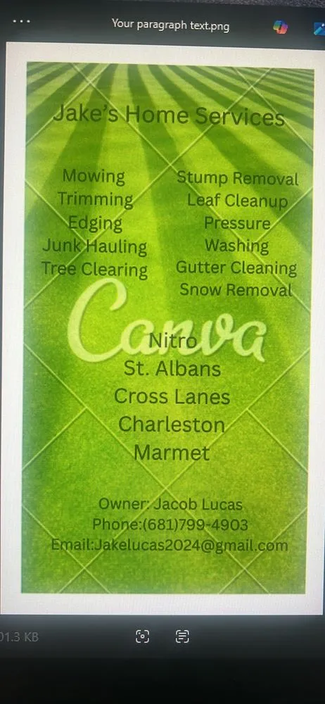 Local lawn care service near you in Charleston, WV by Jake’s Home Services