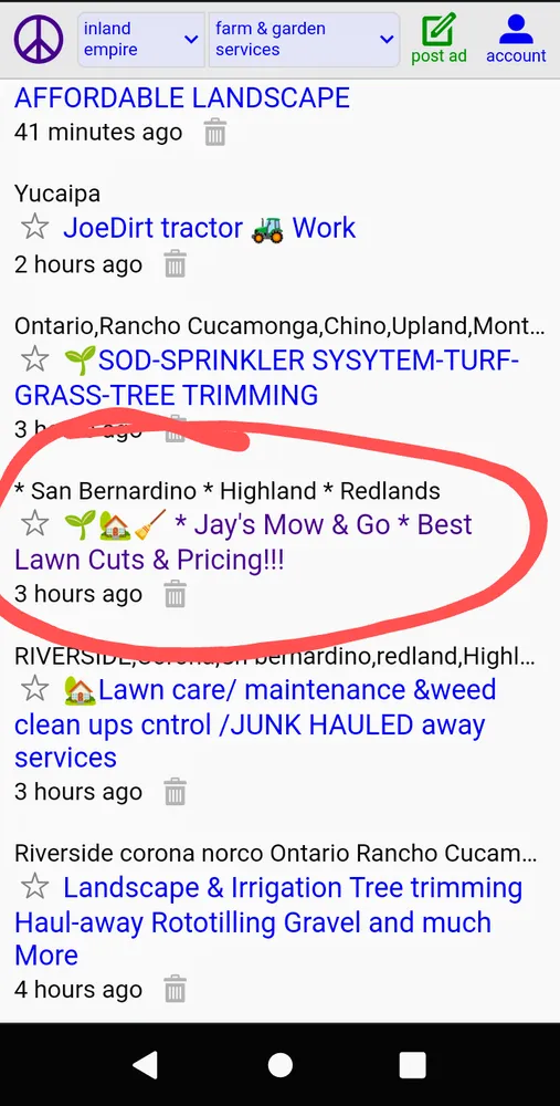 Professional landscaping services in Highland, CA by Jay's Mow & Go