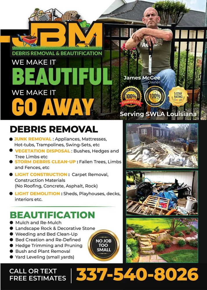 Professional lawn care service in Calcasieu, LA - JBM Debris Removal and Beautification