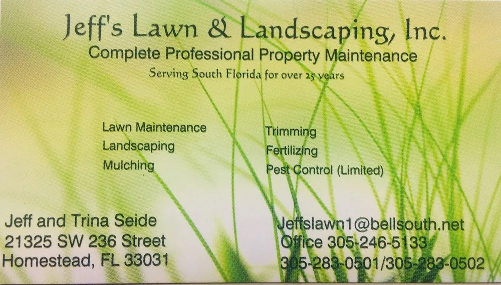 Trusted lawn care service in Homestead, FL - Jeff's Lawn & Lawnscaping
