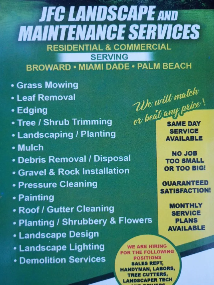 Custom yard cleanup service for beautiful yards in Pompano Beach, FL by JFC Landscaping And Maintenance Services