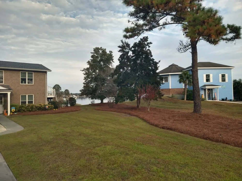 Custom landscape installation in Ernul, NC by Joe's Lawn Repair