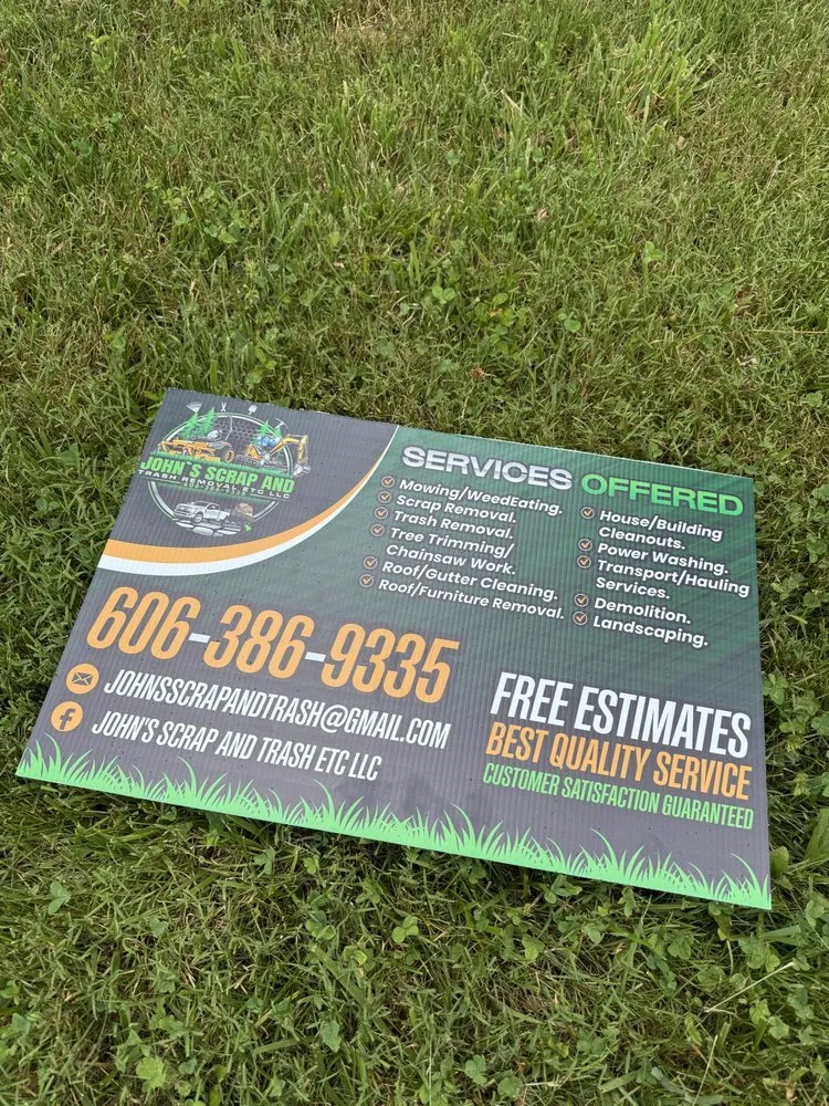 Local yard cleanup service in Mount Vernon, KY by John’s Scrap and Trash Removal