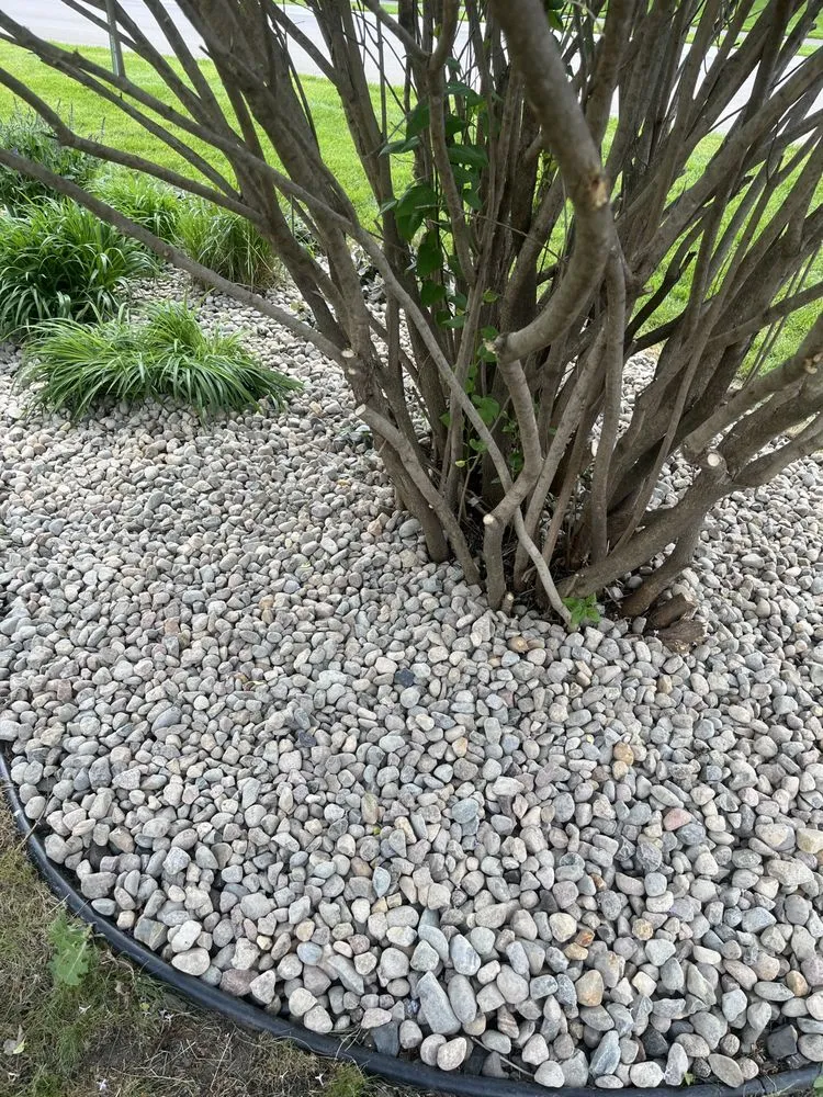 Custom landscape installation in West Concord, MN by José López Lawn Care Services