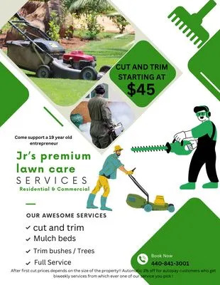 Jr’ Premium Lawn Care Logo