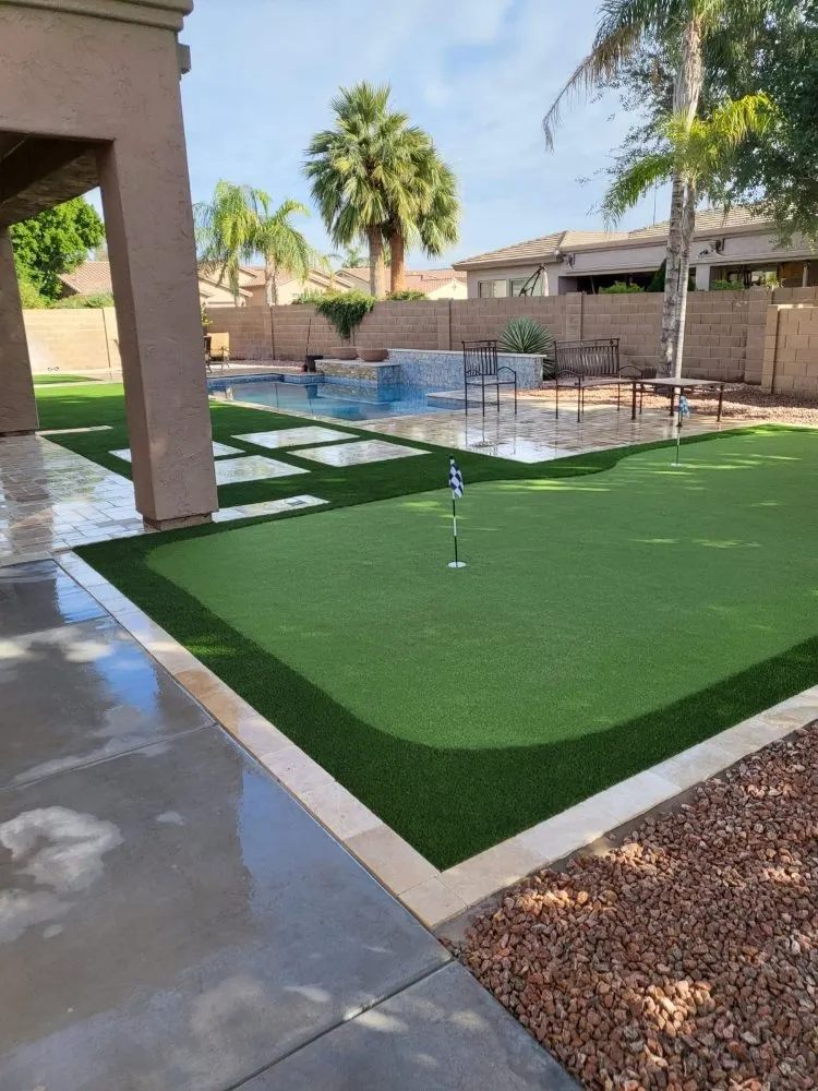 Reliable lawn mowing service with custom design across Mesa, AZ - July AZ Landscaping