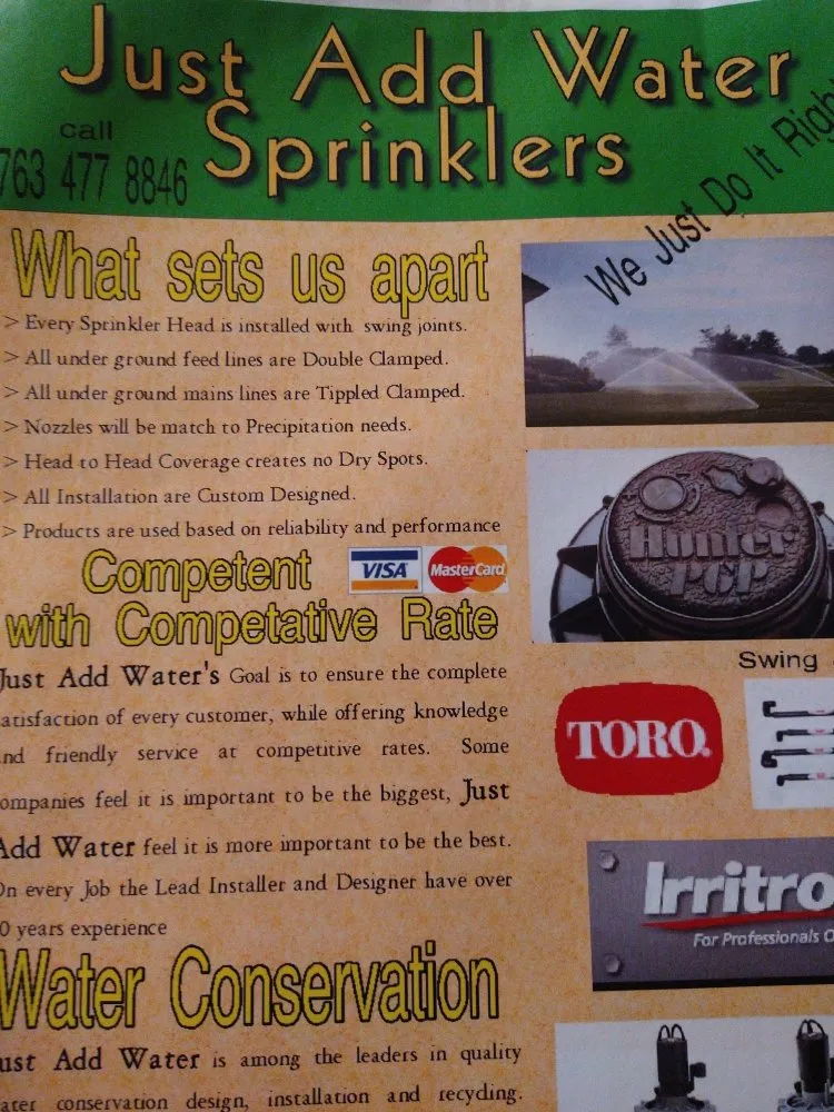 Custom lawn care service experts serving Albertville, MN - Just Add Water Sprinklers