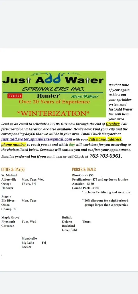 Reliable landscape design experts serving Albertville, MN - Just Add Water Sprinklers