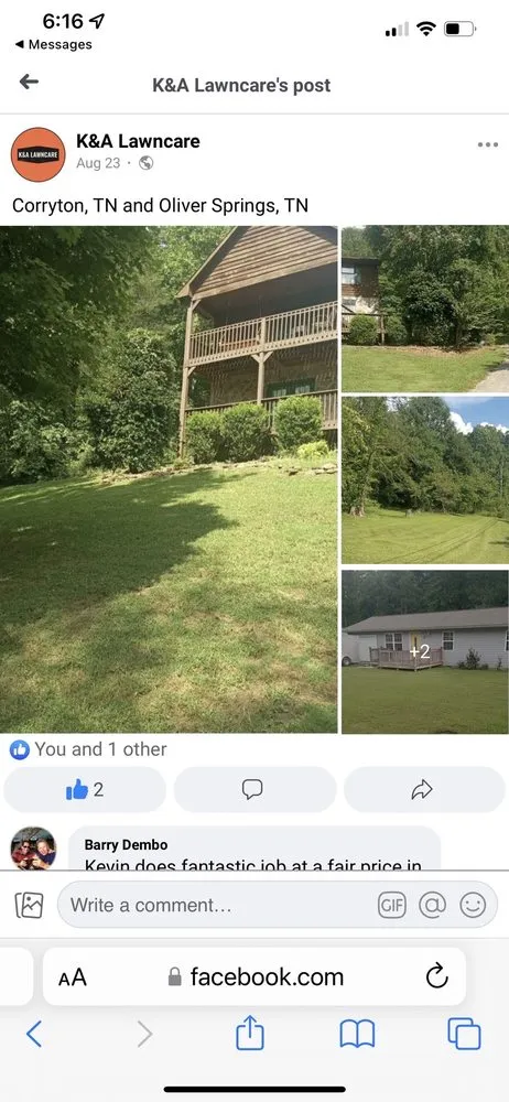 Top-rated yard maintenance in Rocky Top, TN by K&A Lawncare