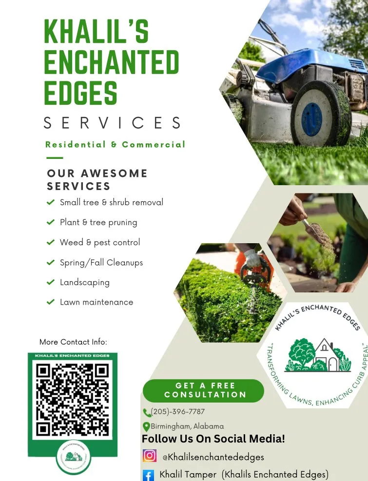 Professional yard maintenance for residential properties across Birmingham, AL - Khalil’s Enchanted Edges
