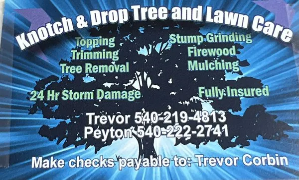Knotch and Drop Tree and Lawn Care Logo