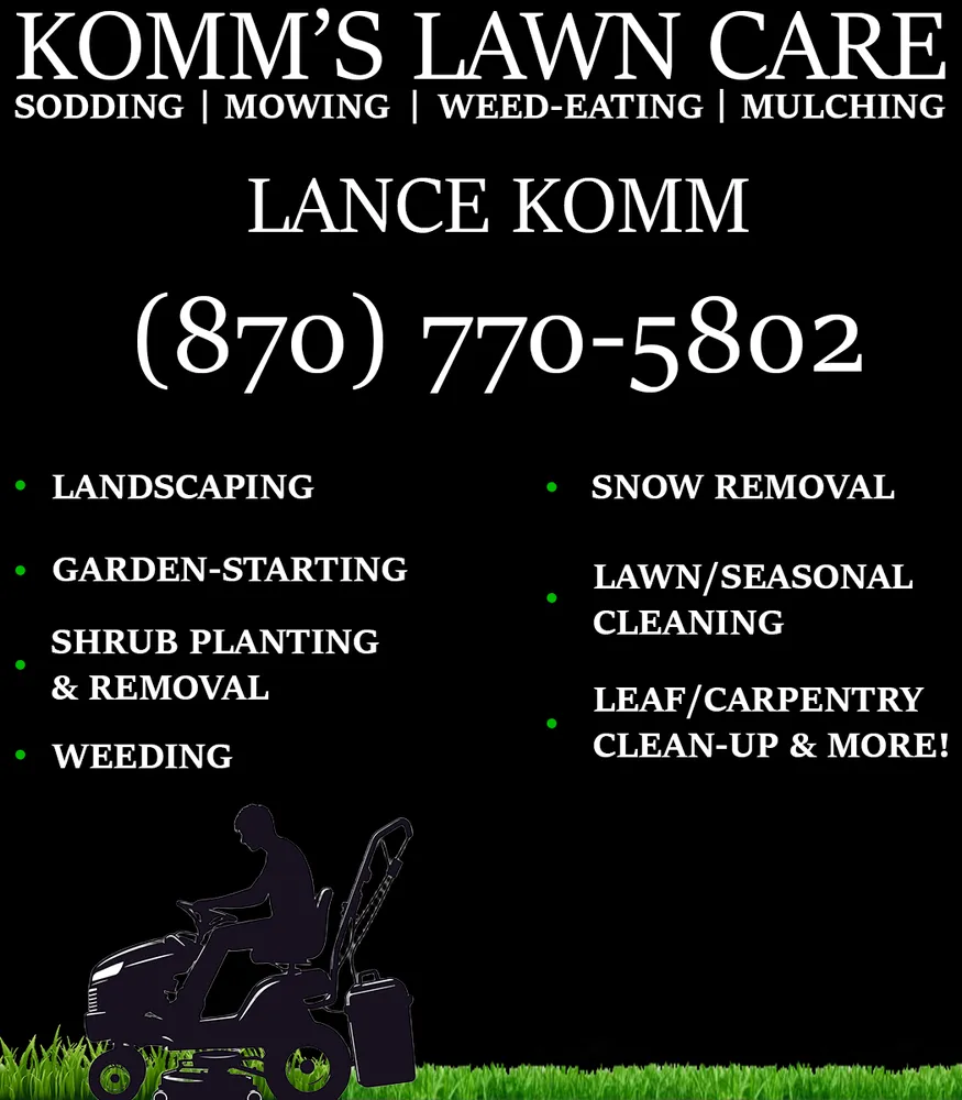 Custom yard maintenance experts serving Mammoth Spring, AR - Komm's Lawn Care