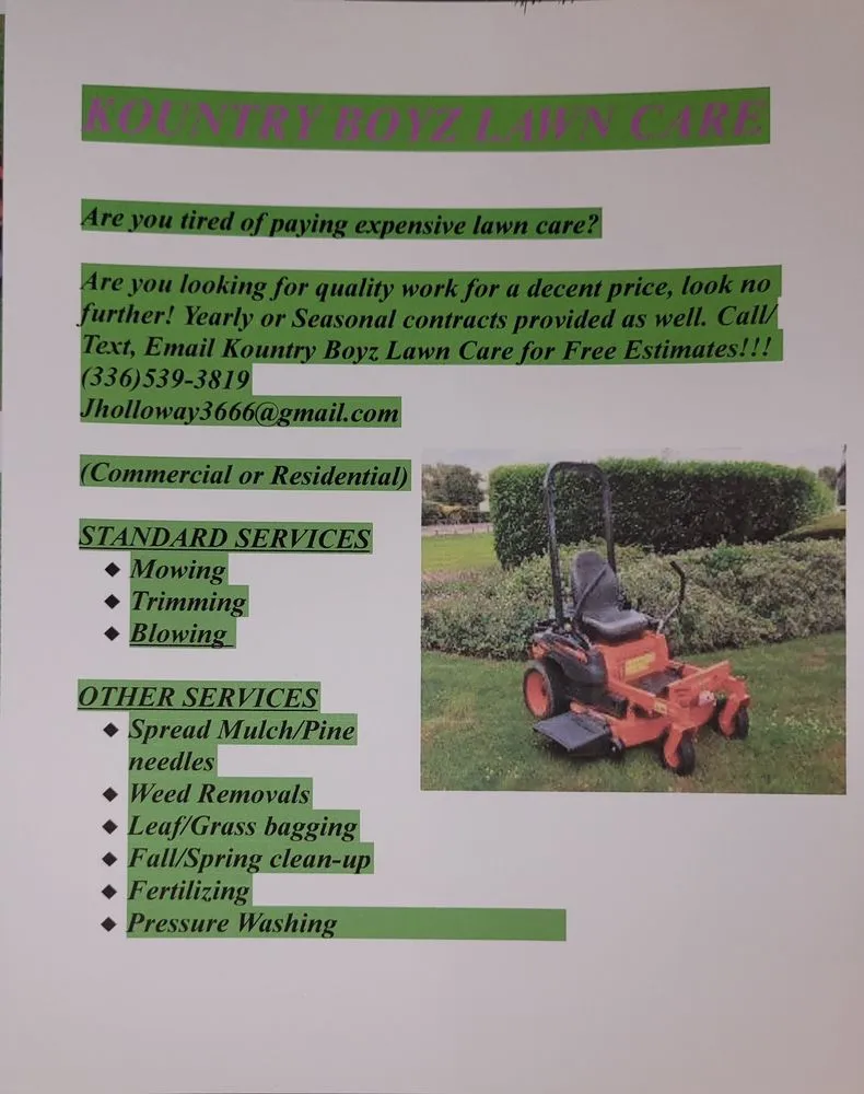 Custom lawn mowing service with custom design in Reidsville, NC by Kountry Boyz Lawn Care