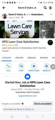 KPG Lawn Care Satisfaction Logo