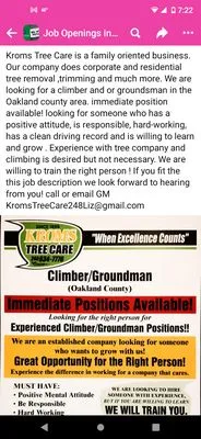 Krom's Tree Care & Landscaping Logo