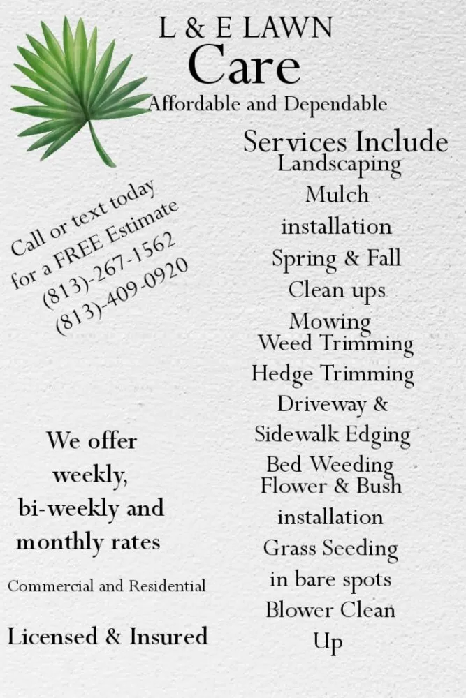 Expert landscaping services experts serving Gibsonton, FL - L & E Lawn Care