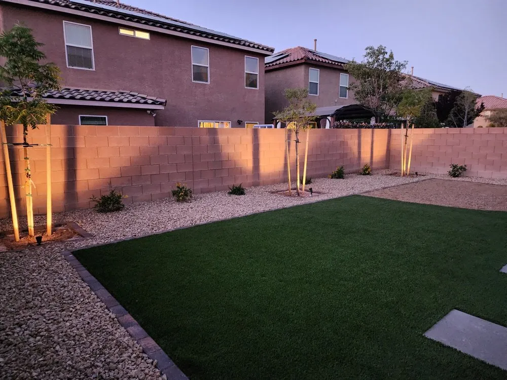 Custom lawn mowing service for residential properties in Las Vegas, NV by La Firma Landscape
