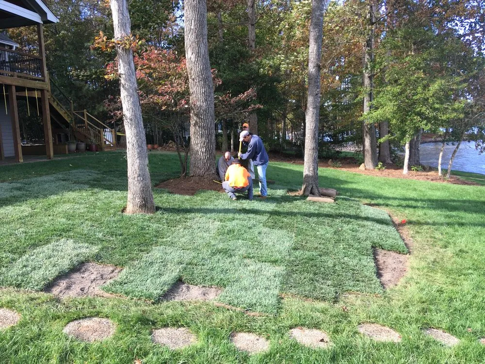 Custom landscape installation in Littleton, NC by Lake Life Property Maintenance