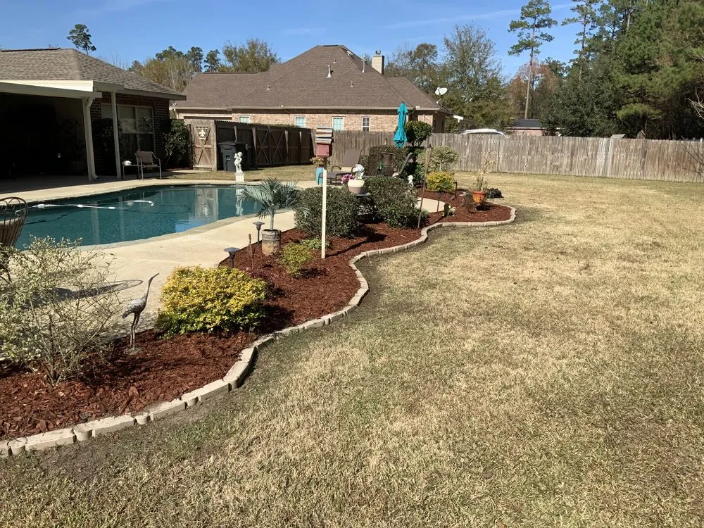Custom outdoor landscaping with custom design in Holden, LA by Land to Land Landscaping & Maintenance